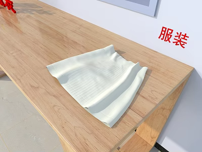 Soft White Ribbed Knit Top Displayed On Light Wooden Table Surface 3d model