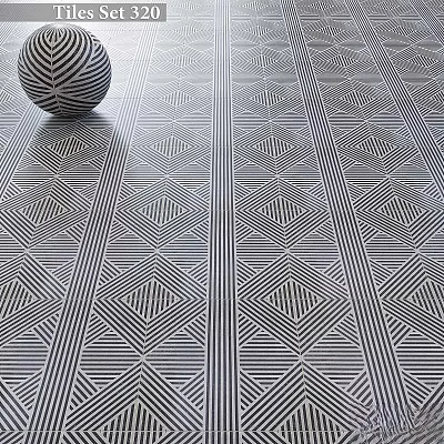 Geometric Floor Tile Design With Black And White Diamond Patterns And Decorative Sphere 3d model