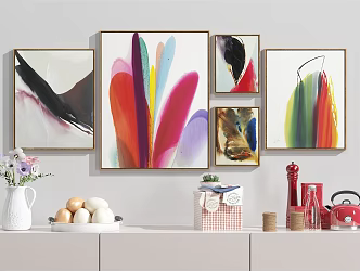 Modern Abstract Painting Abstract Hanging Painting Combination Ornaments 3d model