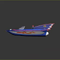 Blue And Red Yacht Featuring Transparent Cockpits And Stylish Design