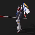 Intelligent Robot Figure With White Red Blue Yellow Wings And Red Large Blade