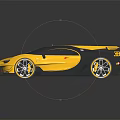 Bugatti Yellow And Black Sports Car With Aerodynamic Design And Shiny Reflective Surface