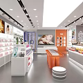 Beauty Store Interior Design With Product Shelves Showcases And Bright Lighting