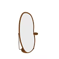 Stylish Oval Mirror With Wooden Frame And Small Side Shelf 3d model