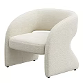 Plush Beige Accent Chair With Curved Armrest And Modern Minimalist Design