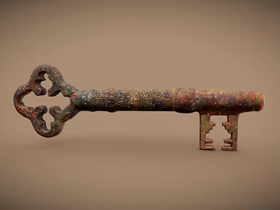 Vintage Style Antique Key Jewelry With Intricate Metal Design And Rustic Texture 3d model