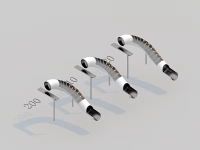 Curved Playground Slide Equipment With White Black Design And Support Stands 3d model