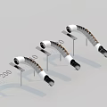 Curved Playground Slide Equipment With White Black Design And Support Stands