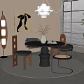 Modern Dining Table and Chair Combination Medieval 3d model