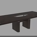 Modern Dark Wood Dining Table With Geometric Pattern And Transparent Center