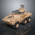 Six Wheeled Sand Colored Modern Tank Featuring Turret And Weapon System