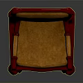 Red Frame Armchair With Orange Upholstery And Classic Curved Legs Design