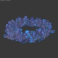 Shiny Blue Crystal Clusters Display Stack In Circular Arrangement On Dark Background 3d model