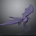 Purple Dragon Character With Large Wings In Standing Pose 3D Rendering