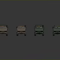 Military Trucks in Green and Brown with Canvas Covers Displayed from Various Angles