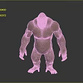 Realistic Muscular Ape 3D Model in Standing Posture with Gray Background 3d model
