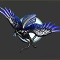 Mythical Avian Warrior With Blue Wings Holding Weapon On Frost Base 3D Model Sculpture