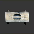 Rustic Wooden Stool With Square Seat Featuring Carved Open Bowl And Four Legs Design