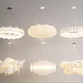 Various Modern White Chandeliers with Cloud Geometric and Petal Shaped Designs for Home Interior