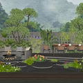 Stylish Courtyard Garden Design With Outdoor Sofa Dining Table Fire Pit And Lush Plants