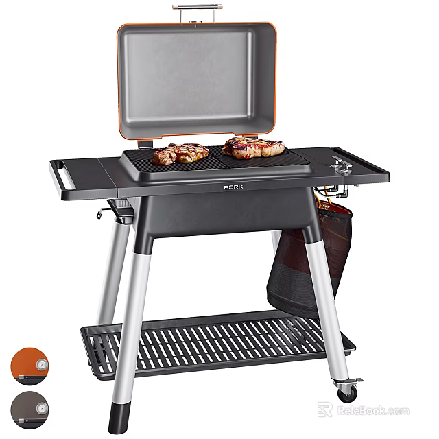 Sturdy Multifunctional Outdoor Desk With Built In Barbecue Grill For Enjoying Delicious Grilled Food 3d model 
