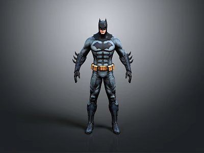 Man Wearing Batman Suit With Mask Muscular Body and Utility Belt 3d model