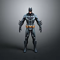 Man Wearing Batman Suit With Mask Muscular Body and Utility Belt
