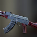 Tactical Rifle With Wooden Stock And Metal Body Curved Magazine Design
