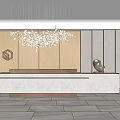 Modern Front Desk Sales Office Reception Desk 3d model