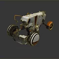 Lunar Exploration Rover Featuring Large Wheels And Orange White Mechanical Structure