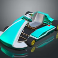 Teal Go Kart With White Accents And Yellow Wheels Modern Sporty Design For Racing Enthusiasts