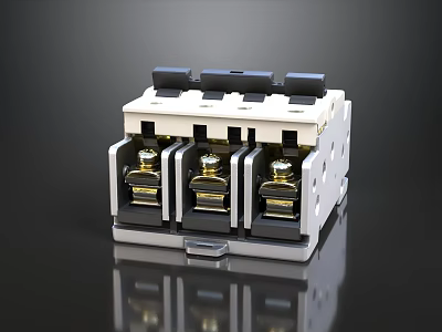Durable Industrial Switch Panel With Three Gang Modules And Metal Contacts 3d model