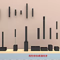 Linear Speaker A Set With Bass Function Modern Design Home Audio Arrangement 3d model