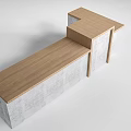 Modern Reception Desk Design With Wooden Top And Concrete Base Structure 3d model
