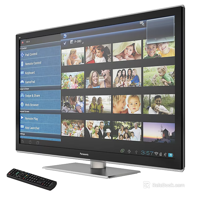 Panasonic Computer Monitor Displaying Media Content Photo Gallery With Web Channel Personal Content Cloud Interface 3d model 