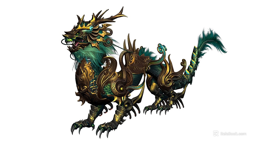 Mount Qinglong Dragon Dark Golden Dragon Four-legged Next Generation Martial Arts Xianxia Realistic texture