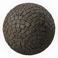 Spherical Mosaic Tile Assembly With Dark Green Geometric Pattern Texture
