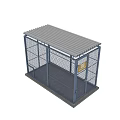 Blue Metal Mesh Decorative Ornament Set With Roofed Design Base Pedestal And Signboard
