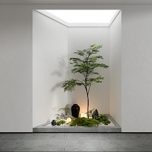 Modern interior landscape sketch plant pile green pottery pot 3d model