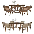 A combination of quiet dining tables and chairs 3d model