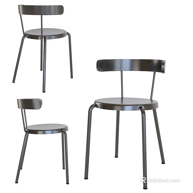 Modern Metal Frame Dining Chairs With Ergonomic Backrest And Sleek Design 3d model 