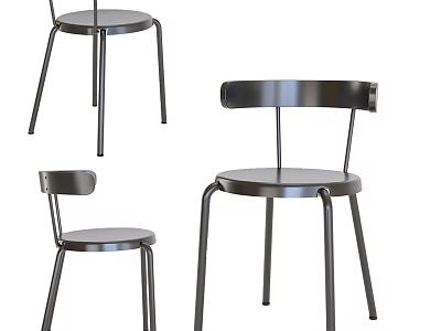Modern Metal Frame Dining Chairs With Ergonomic Backrest And Sleek Design 3d model