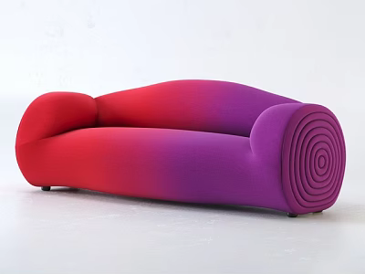 Modern Sectional Sofa With Gradient Red To Purple Color And Spiral Armrest Design 3d model