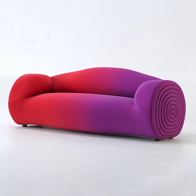 Modern Sectional Sofa With Gradient Red To Purple Color And Spiral Armrest Design 3d model