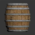 Wooden Barrel With Metal Hoops Round Top Practical Household Storage Item