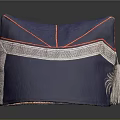 Dark Blue Traditional Hat With Red Stitching White Trim And Tassel Design