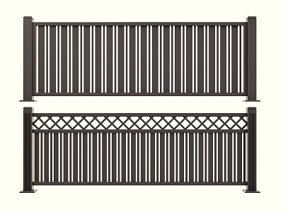 Fence Railing Iron Fence Courtyard Guardrail Square Guardrail Metal Railing Barrier 3d model