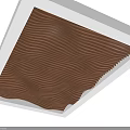 Modern Ceiling Design With Wavy Wooden Texture Brown Surface White Frame And Embedded Lighting 3d model