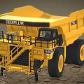 Heavy Duty Caterpillar 793D Yellow Mining Dump Truck On Cracked Ground