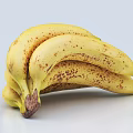 Bunch of Fresh Ripe Yellow Bananas With Brown Spots And White Background